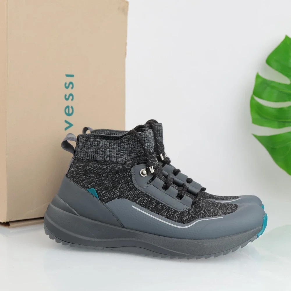 Vessi Mens Stormburst High Top Sneaker Boot Size 10 Waterproof Gray Lace Up Shoe